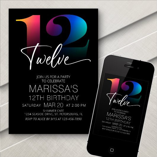 12誕生日 モダン 招待状