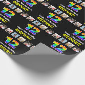 12誕生日：レインボー「12」、写真カスタムと名前 ラッピングペーパー (角)