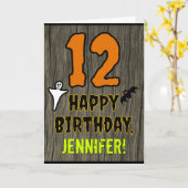 12誕生日:不気味ハロウィーンテーマ、名前をカスタムする カード (黄色い花)