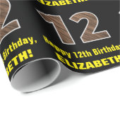 12誕生日:名前フェイク&木目パターン「12」 ラッピングペーパー (ロールコーナー)
