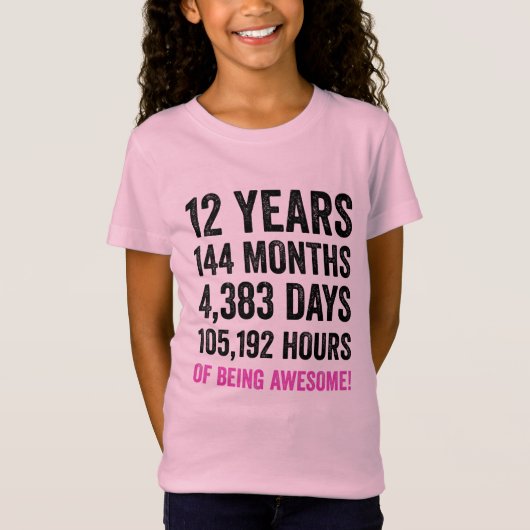 12誕生日//女おもしろいの子の誕生日カウントダウン Tシャツ (正面)