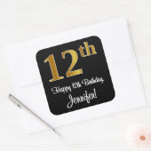 12誕生日 – 豪華エレガントなフェイク金ゴールドルック# スクエアシール (封筒)