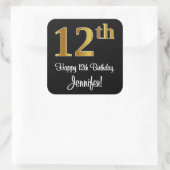 12誕生日 – 豪華エレガントなフェイク金ゴールドルック# スクエアシール (バッグ)