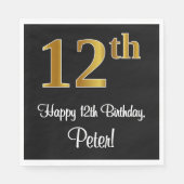 12誕生日~豪華エレガントなフェイク金ゴールドルック# スタンダードランチョンナプキン (正面)