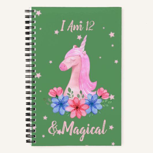 12誕生日I am 12 & Magic Unicorn Notebook ノートブック (正面)