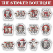 12農場をテーマにした1つのホリデーカウクリスマス シール (正面)