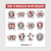 12農場をテーマにした1つのホリデーカウクリスマス シール (シート)