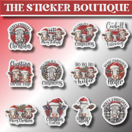 12農場をテーマにした1つのホリデーカウクリスマス シール