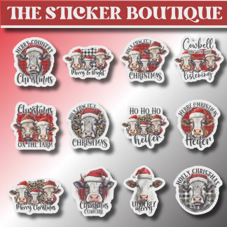 12農場をテーマにした1つのホリデーカウクリスマス シール