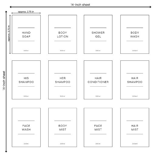 12防水バスルームパーソナライズされたラベルのセット シール