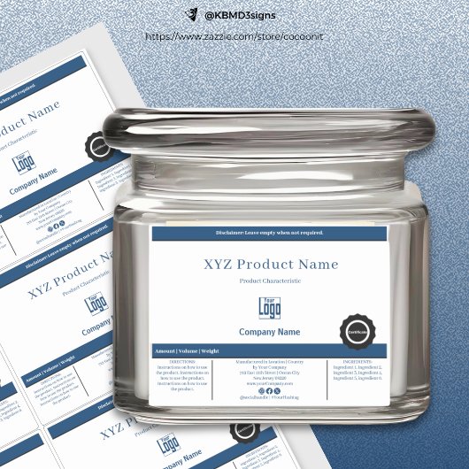 12青ミニマル白の黒の製品ラベル シール