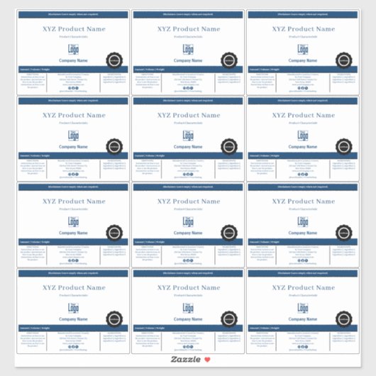 12青ミニマル白の黒の製品ラベル シール (シート)