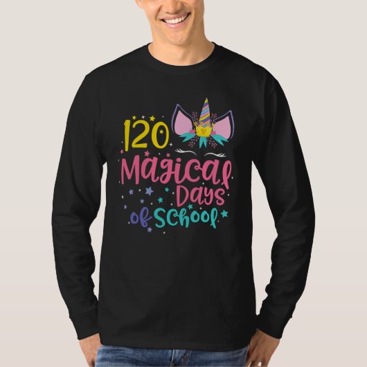 120魔法の日120th Day Of School Unicorn Teac Tシャツ (正面)