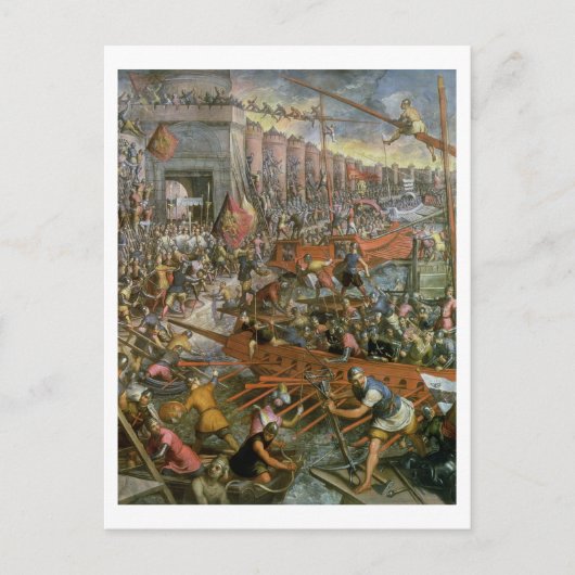 1204年のコンスタンチノープルの捕獲(カンヴ油) ポストカード (正面)