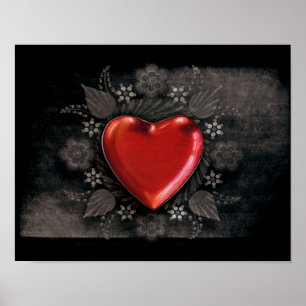 1209 DARK RED BLACKハートEMO LOVE TOUGH DARK SYMB ポスター