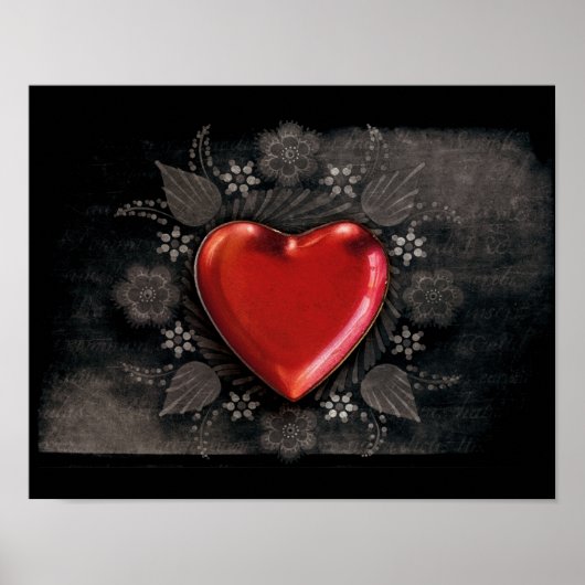 1209 DARK RED BLACKハートEMO LOVE TOUGH DARK SYMB ポスター (正面)