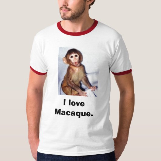 120_graphic_15macaque_infant、私はマカク属を愛します tシャツ (正面)