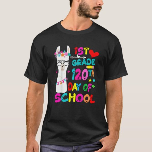 120th Day Of School No Prob Llama Happy 120th Day  Tシャツ (正面)