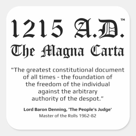 1215 A.D.™ The Magna Carta引用文 スクエアシール (正面)