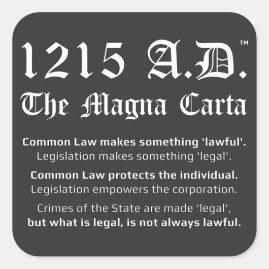 1215 A.D.™ The Magna Carta Common Law Stickers スクエアシール (正面)