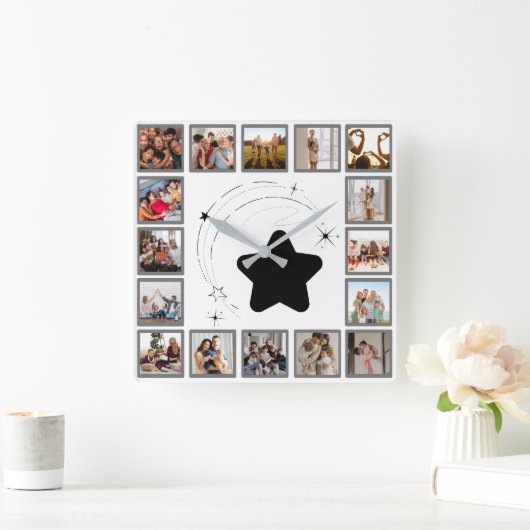 121 カスタマイズ 16フォトクロック スクエア壁時計 (ホーム)