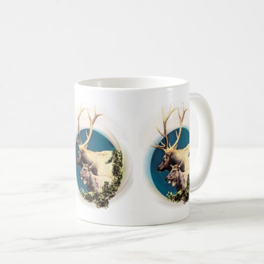 121.シカと後ろ コーヒーマグカップ (正面右)