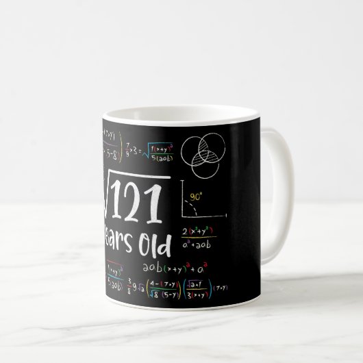 121 11誕生日11歳のギフトの平方根 コーヒーマグカップ (正面右)