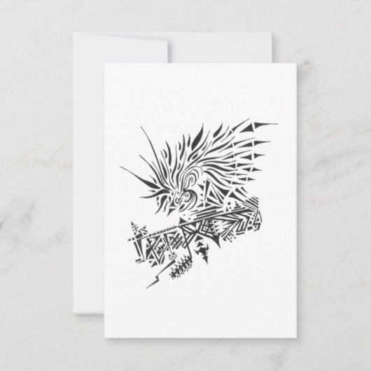 122 Black White Abstract Tribal Tattoo Art サンキューカード (正面)