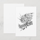 122 Black White Abstract Tribal Tattoo Art サンキューカード (正面/裏面)