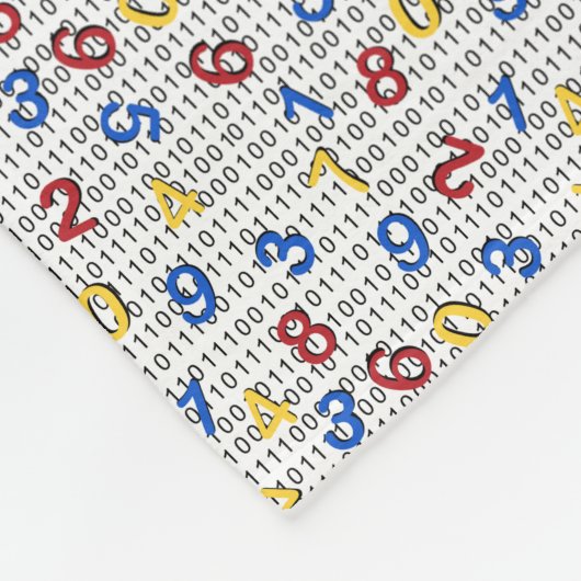 123数値の赤い黄色の青のバイナリコード フリースブランケット (角)