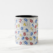 123数値レッドイエローブルー白黒バイナリ ツートーンマグカップ (中央)