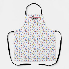 123番号赤い黄色い青 エプロン