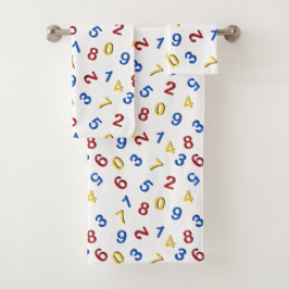 123番号赤い黄色い青 バスタオルセット