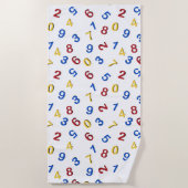 123番号赤い黄色い青 ビーチタオル (正面)