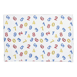 123番号赤い黄色い青 枕カバー