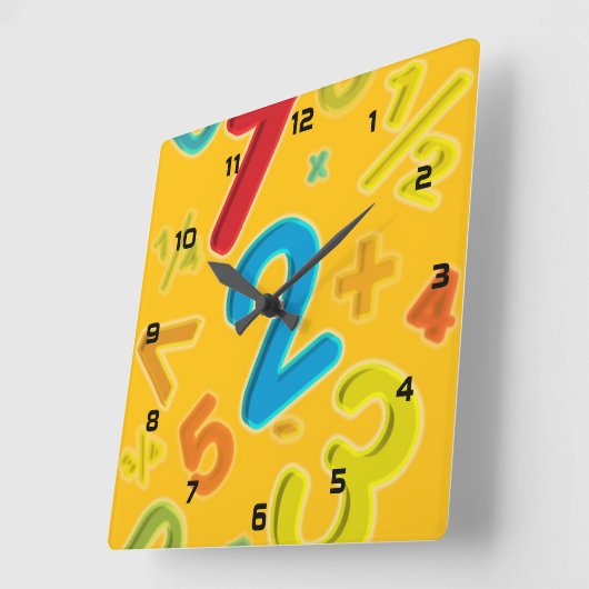 123 の数学 スクエア壁時計 (傾斜)
