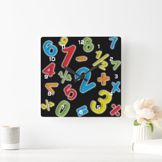 123 の数学 スクエア壁時計 (ホーム)