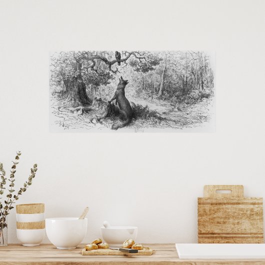 123.カラスとキツネ ポスター (キッチン)