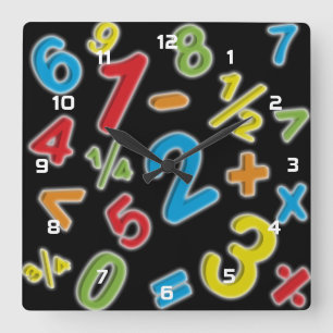 123 数字 算数 スクエア壁時計