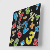 123 数字 算数 スクエア壁時計 (傾斜)