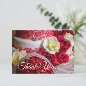 1242-ウェディングケーキ、ブーケ、指輪 サンキューカード (スタンド正面)