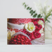 1242-ウェディングケーキ、ブーケ、指輪 招待状 (スタンド正面)