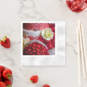 1242-結婚のケーキ、花束、リングや輪 縁ありカクテルナプキン (インサイチュ)