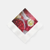 1242-結婚のケーキ、花束、リングや輪 縁ありカクテルナプキン (角)