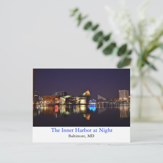 124.夜の内港 ポストカード (スタンド正面)