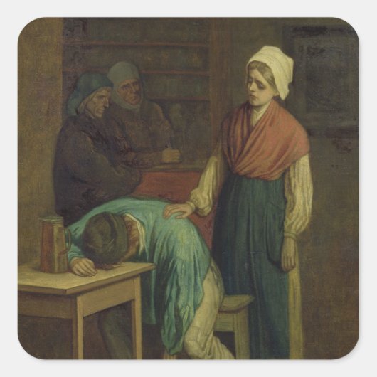 124.酔っぱらった人 スクエアシール (正面)