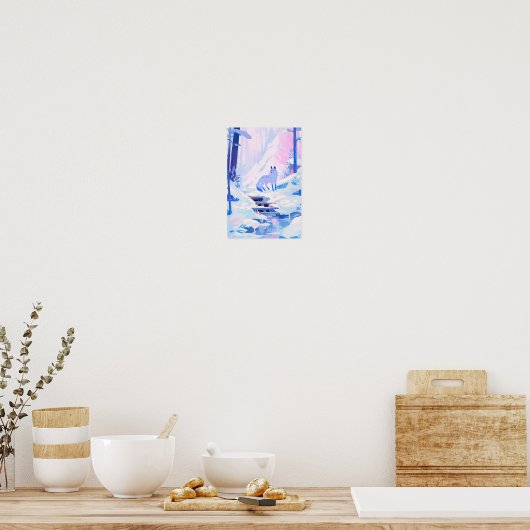 124.雪の中のオオカミ ポスター (キッチン)