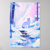 124.雪の中のオオカミ ポスター (正面)