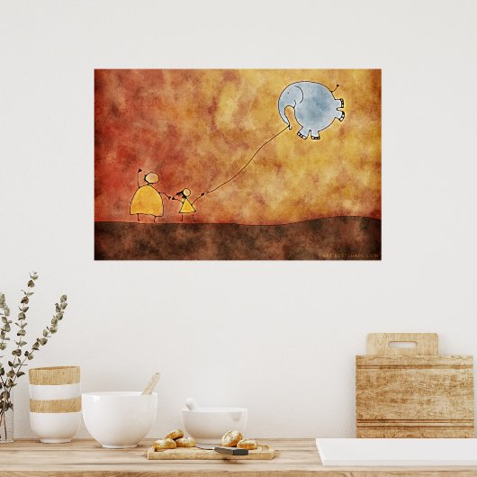 125.二人とゾウ ポスター (キッチン)