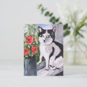 126.ネコとケシ ポストカード (スタンド正面)